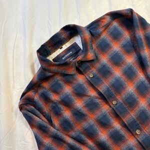 BONOBO Mens Plaid Flannel Shirt Relaxed Fit Button Down Long Sleeve Size‎ Small